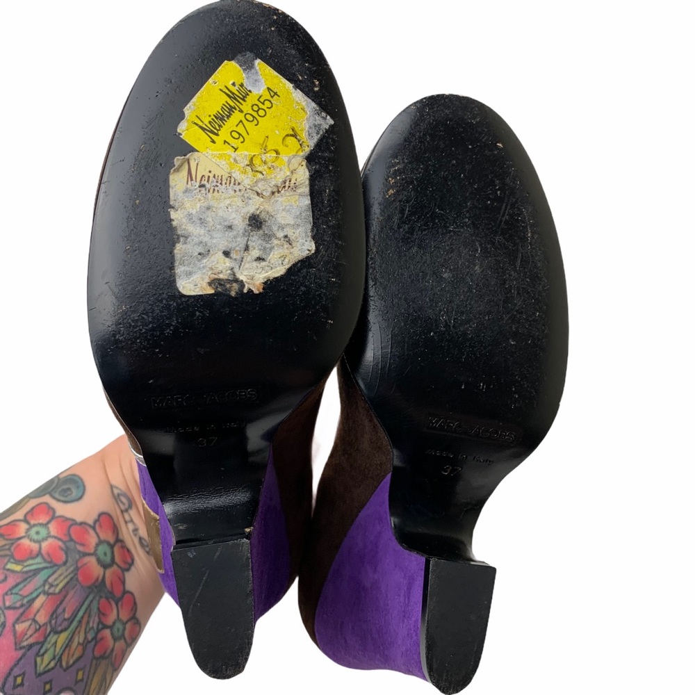 Marc Jacobs Purple Suede Mod Maryjane Wedge Heels - Picture 7 of 11